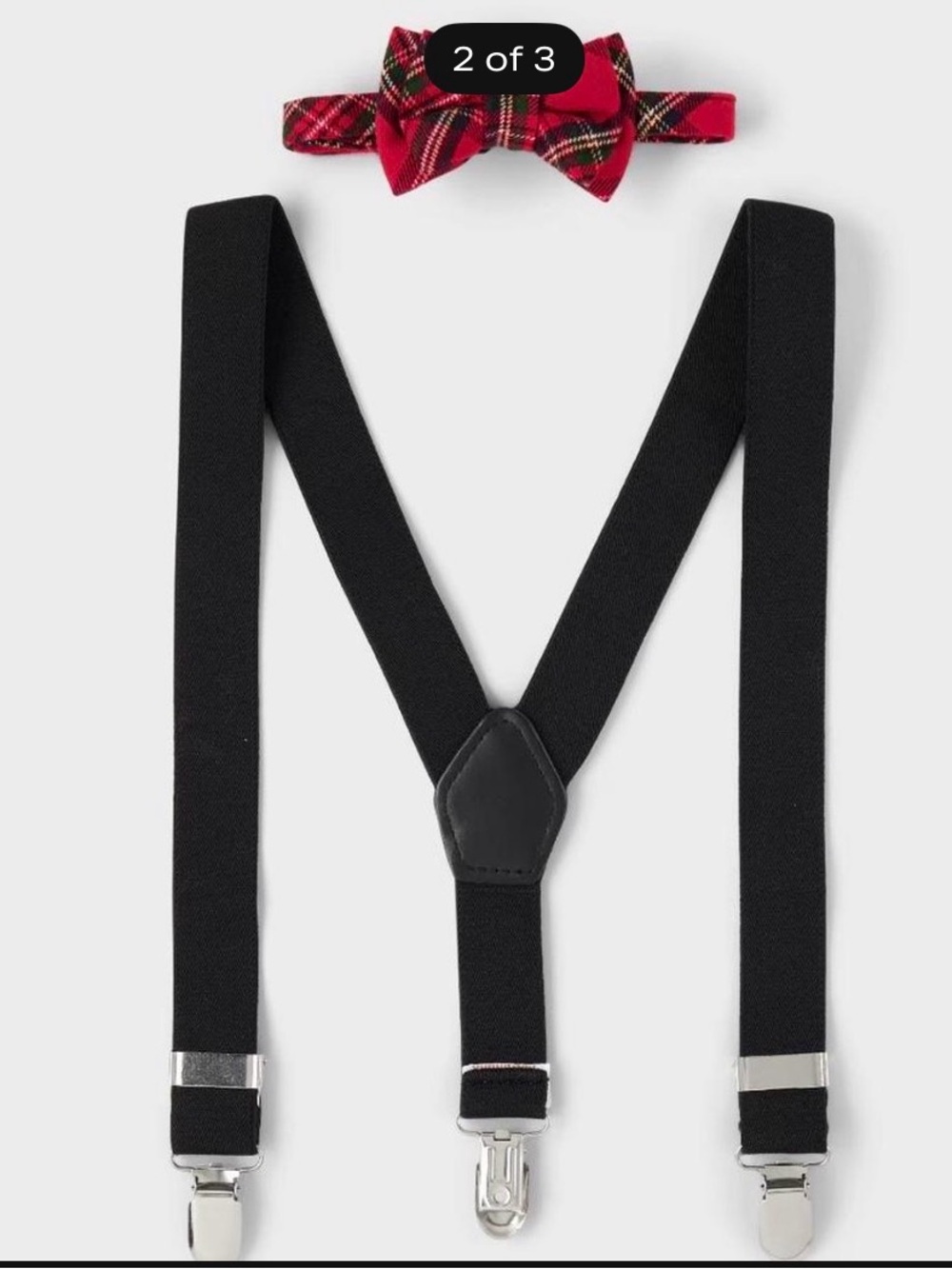 Gymboree Black Suspenders with Red Plaid Bow Tie